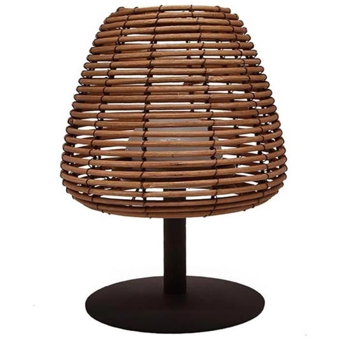 Cordless table lamp - LUMISKY - BOHEME - H25 cm - Natural rattan - Warm white and white LED