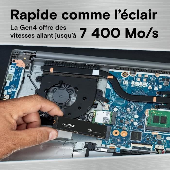 Crucial T500 SSD 2TB PCIe Gen4 NVMe M.2 Internal Gaming SSD, up to 7200MB/s, SSD Hard Drive - CT2000T500SSD8