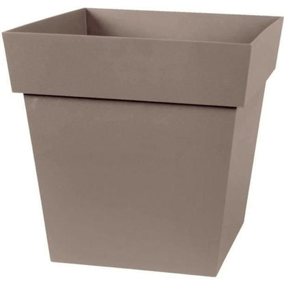 EDA Tuscan Square Flower Pot - 32 x 32 x H 32 cm - 22 L - Taupe