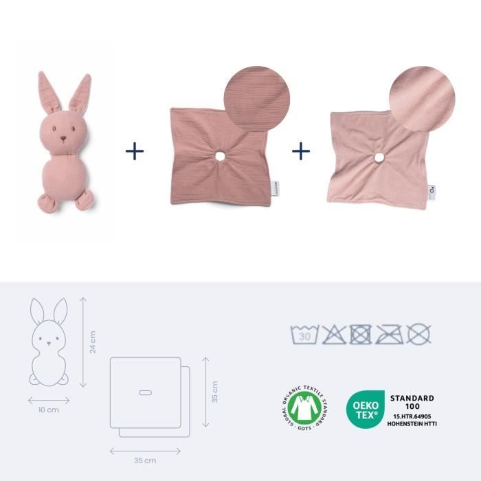 doomoo Doudou Bébé You&Me - Reversible and Comforting Doudou - Supplied with 2 Bodies to Transport the Parent's Scent, Pink
