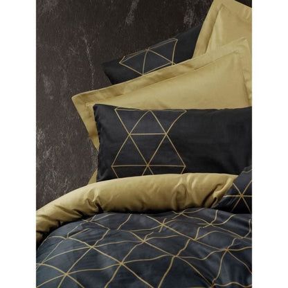 Bedding set - 1 duvet cover 220 x 240 cm + 2 pillowcases 60 x 60 cm - 100% cotton - Black