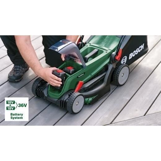 Bosch UniversalRotak 37-550 Lawn Mower - with 2 x 4.0 Ah Batteries and Charger