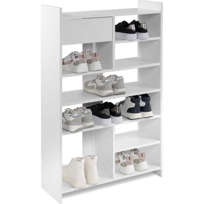 Shoe cabinet - MÜNSTER - White - 12 pairs of shoes - 71.5 x 25 x 109 cm