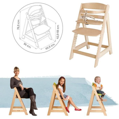 Sit Up III Wooden High Chair - ROBA - Height Adjustable - Natural
