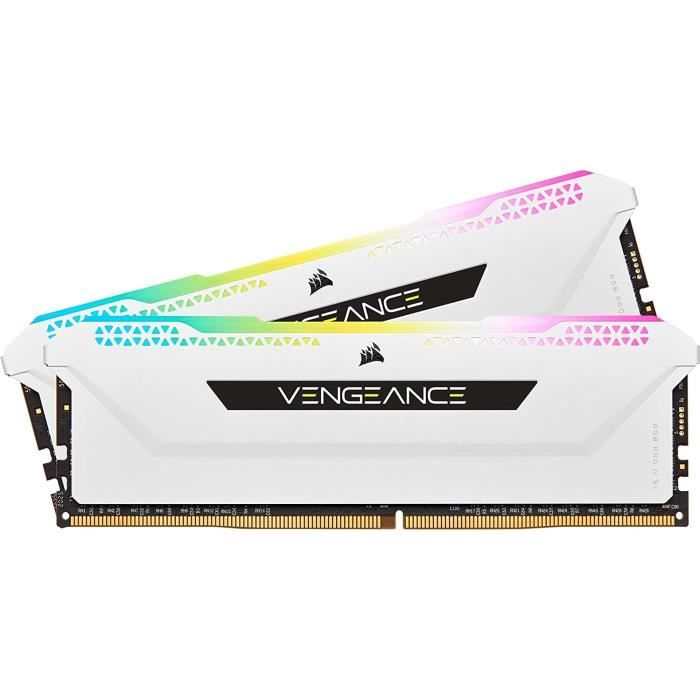 CORSAIR DDR4 PC Memory - VENGEANCE RGB PRO SL 32GB (2x16GB) - 3200Mhz - CAS 16 - White (CMH32GX4M2E3200C16W)