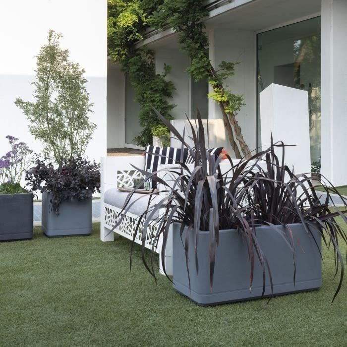 Muret Planter - DEROMA - Cosmo - Ashgrey - With water reserve - Casters - 78 cm