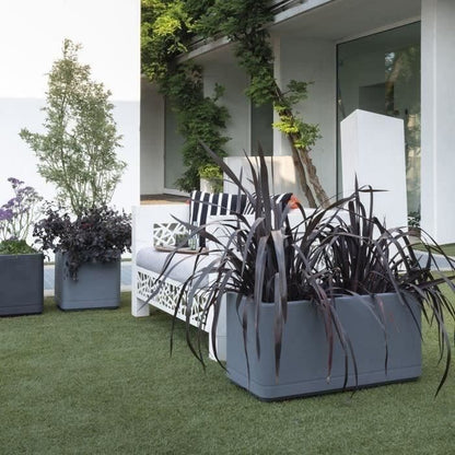 Muret Planter - DEROMA - Cosmo - Ashgrey - With water reserve - Casters - 78 cm