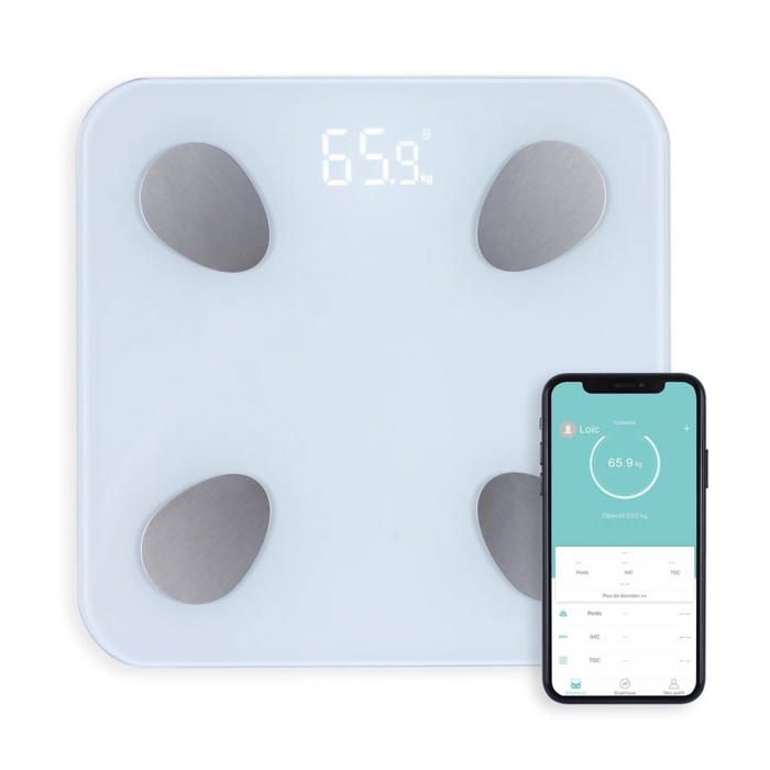 LIVOO DOM428 - Connected bathroom scale - 13 indicators - Tempered glass plate - Weigh up to 180 kg