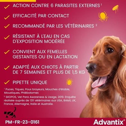 Advantix Dog very small breed antiparasitic solution 1.5 to 4kg 6 pipettes