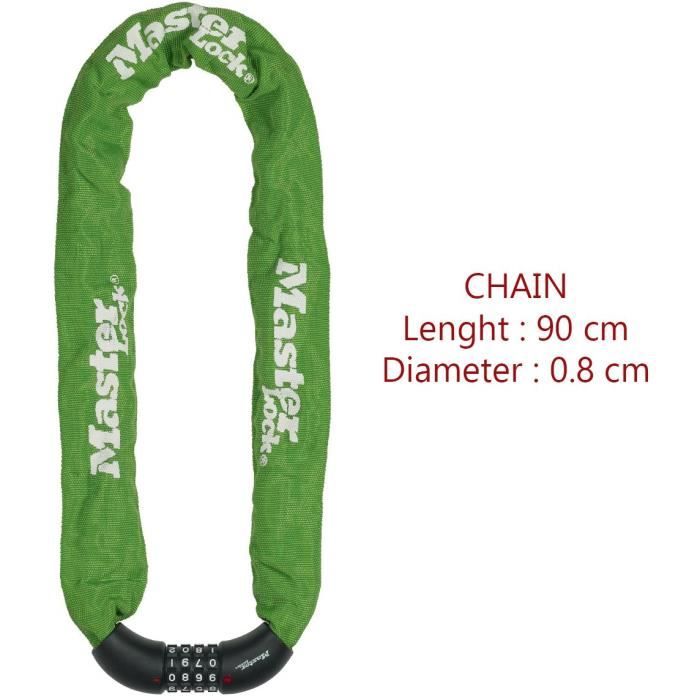MASTER LOCK Bike Lock Chain - Ideal for Bicycles, Electric Bikes, Mountain Bikes and others