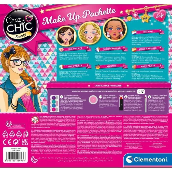 Clementoni Crazy Chic - Washable makeup pocket - contains 5 makeup products