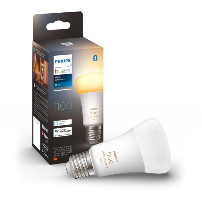 Philips Hue White Ambiance - E27 connected LED bulb - 9.5W Equivalent 75W - Bluetooth compatible