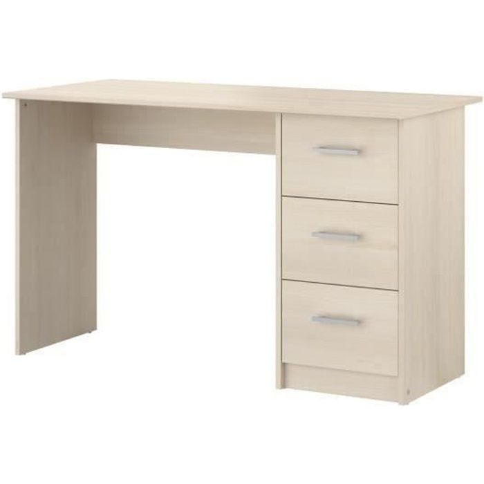 ESSENTIELLE Desk 3 drawers - Light acacia decor - L 121.2 x D 74.3 x H 55 cm