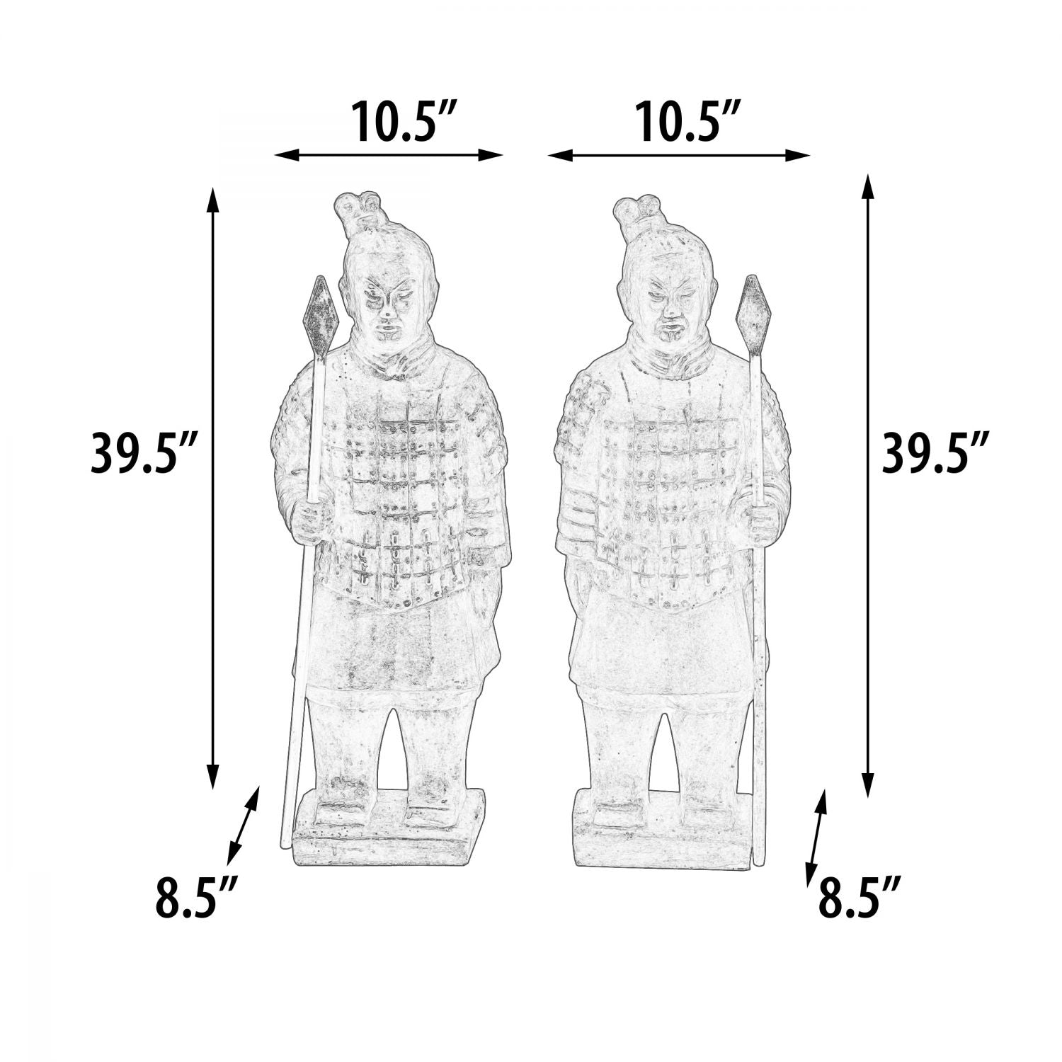 Pair Of Standing Soldiers 40" Tall With Black Earthy Finish