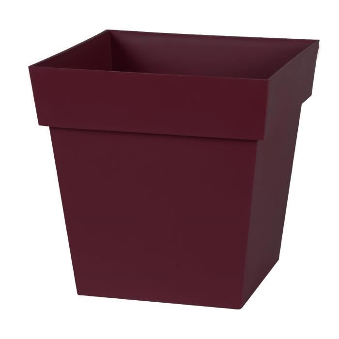 EDA TUSCANY Square Flower Pot 32 cm - Volume 22 L - 32 x 32 x 32 cm - Burgundy red