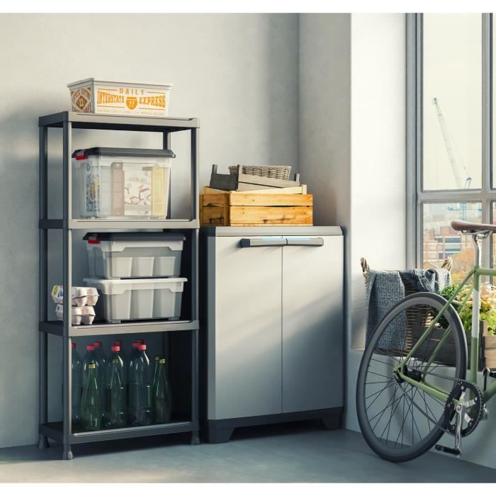 Keter | Etagere plus 60/4, Etageres, Noir, 60 x 30 x 135 cm