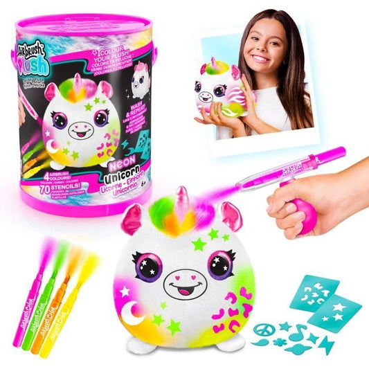 Canal Toys - Airbrush Plush - Neon Squish Plush Barrel with Felt Tips and Stencils - AIR 022