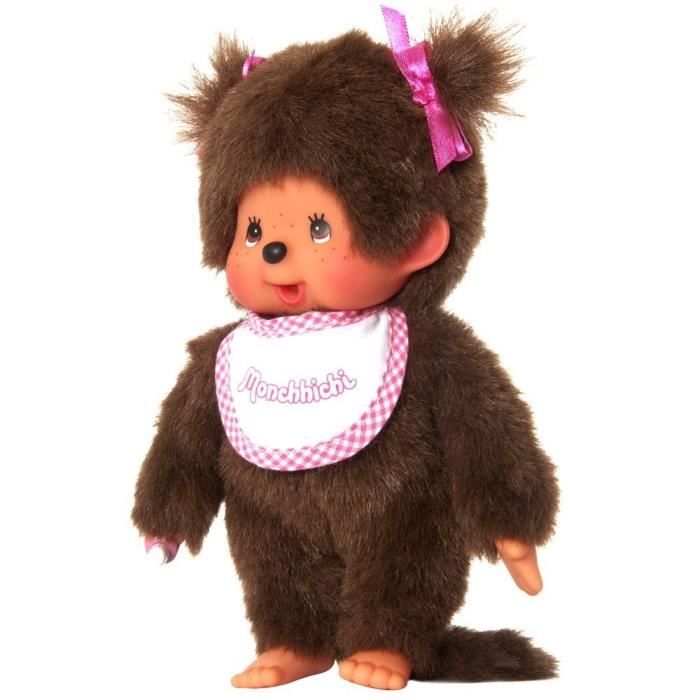 Monchhichi Girl Bib Pink 20 cms