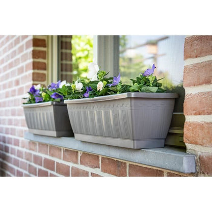 Planter - GARDEN ID Terraflor - Anthracite 60cm - Solidity - Water reserve - Recycled & 100% recyclable - Volume for plants.