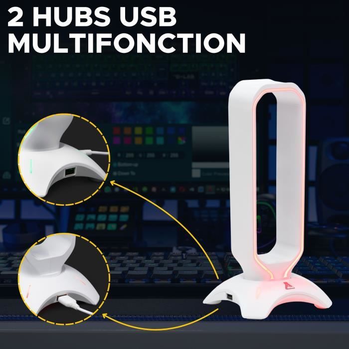 Headphone/Headset Stand - THE G-LAB - K-STAND RADO - RGB USB - White