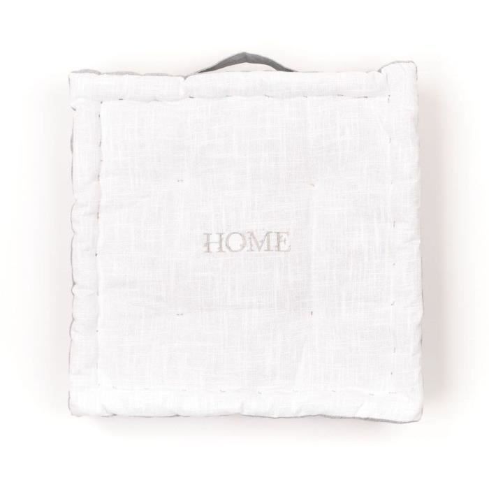 Floor cushion - TODAY - CHARME - Slub x Chambray x Broderie Capucine - 40 x 40 x 10 cm