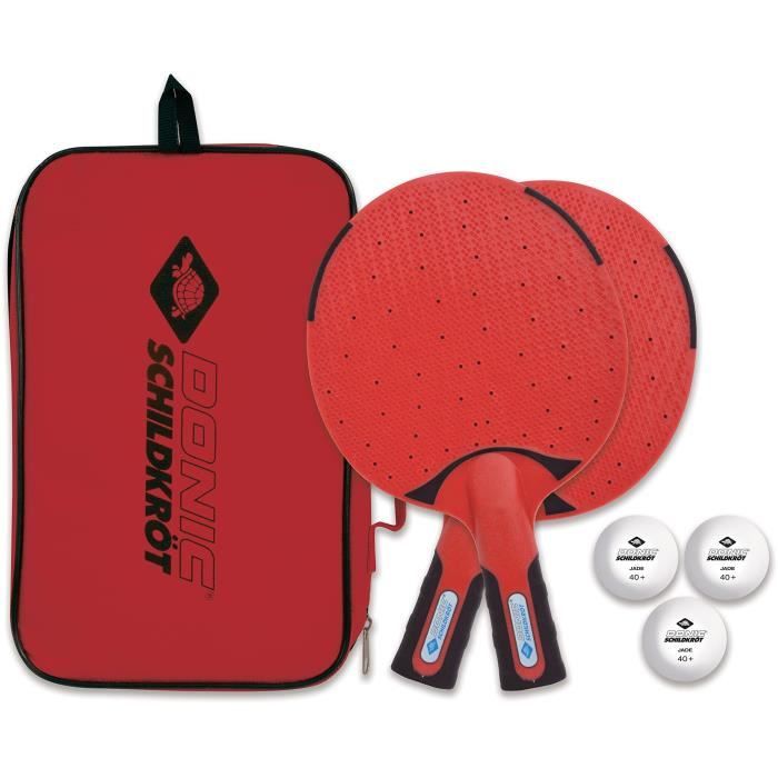 Table tennis / ping pong set - SCHILDKRÖT - 2 rackets + 3 balls - Carrying bag included - OUTDOOR
