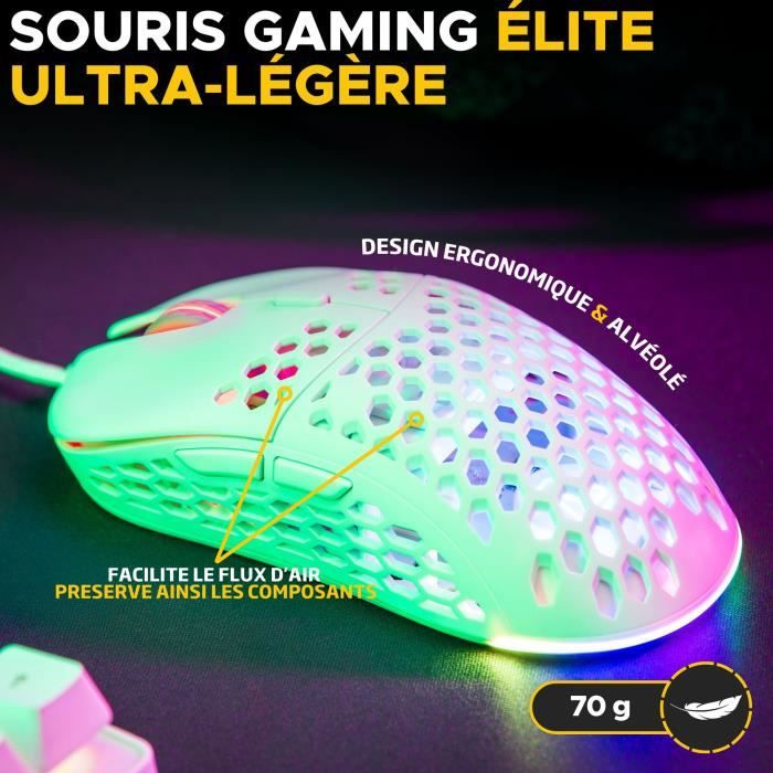 Wired Gaming Mouse - The G-Lab - KULT-OXYGEN - RGB - 12800 DPI - White