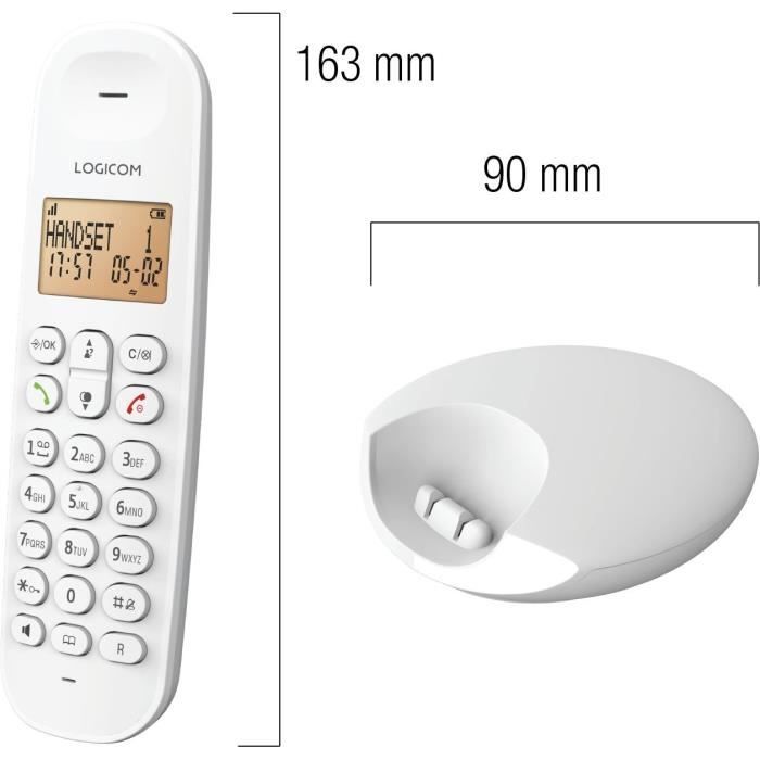 Cordless landline telephone - LOGICOM - DECT ILOA 150 SOLO - White - Without answering machine