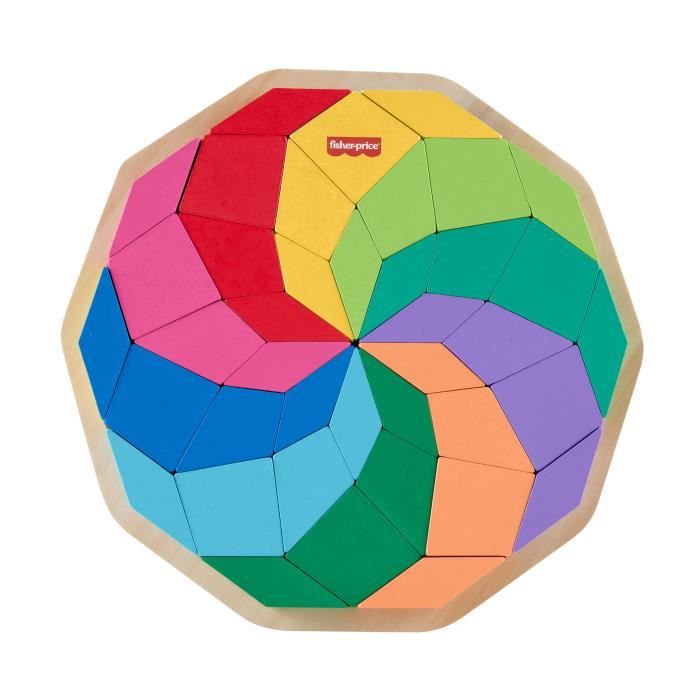 Fisher-Price-Wooden Mandala Puzzle-40 Piece Geometric Pattern Puzzle HXT94