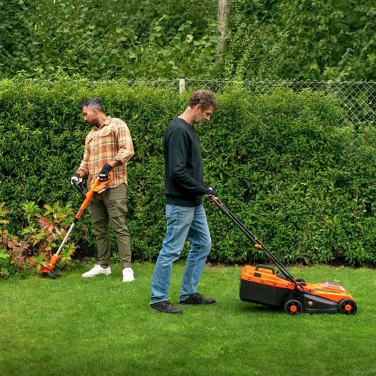 20V BRUSHLESS lawn mower pack 33cm cutting length + trimmer + hedge trimmer - DUAL POWER POWDPGBOX25A - 2 x 20V 3Ah batteries + charger
