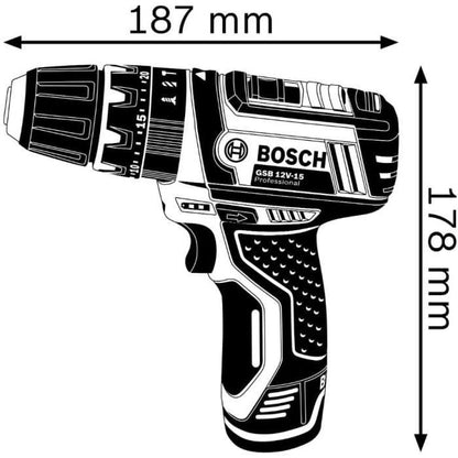 Drill with percussion GSB 12V-15 2x2.0Ah Gal 12v-20 Bosch Bosch Bag