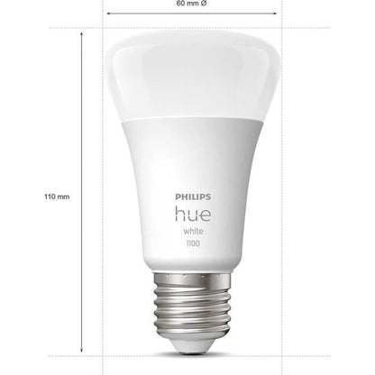 Philips Hue White, E27 connected LED bulb, Equivalent 75W, 1100 Lumen, Bluetooth compatible, 2 pack