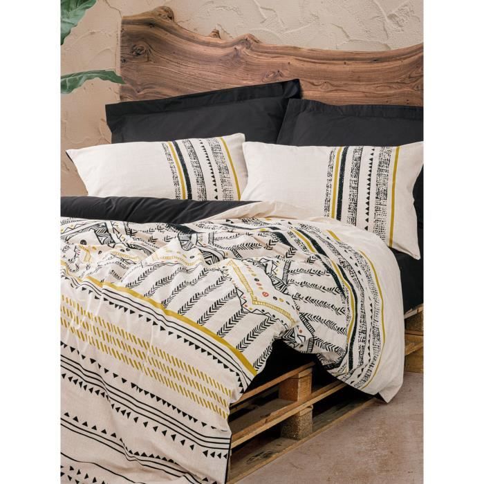 Bedding set - 1 duvet cover 220 x 240 cm + 2 pillowcases 60 x 60 cm - 100% cotton - White