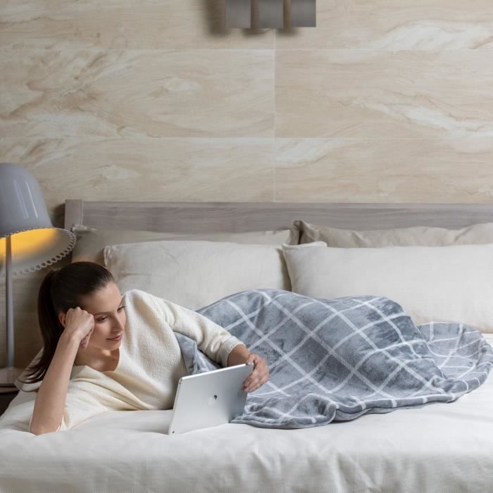 Heated Blanket - Imetec - Heated blanket 150x110 cm - 6 Temperatures - Velvet and Sherpa Touch Fabric - Machine washable