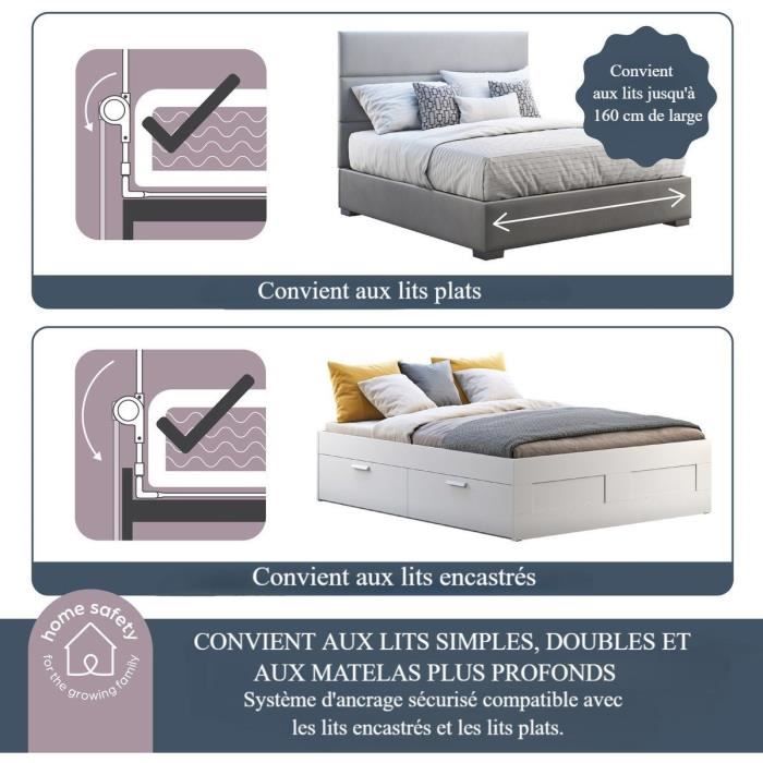 DREAMBABY Nicole bed barriere - Beds and flat beds - measuring 150 cm wide and 50 cm high - gray