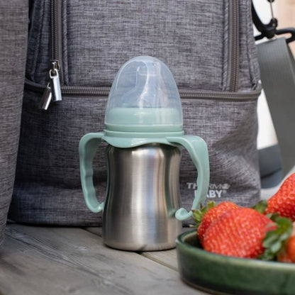 Learning cup - THERMOBABY - Stainless steel - 180 ml - Cactus green - Ergonomic and leak-proof