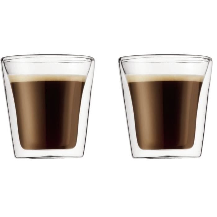Set of 2 glasses - BODUM - Canteen - Double wall - 0.1 l - Transparent
