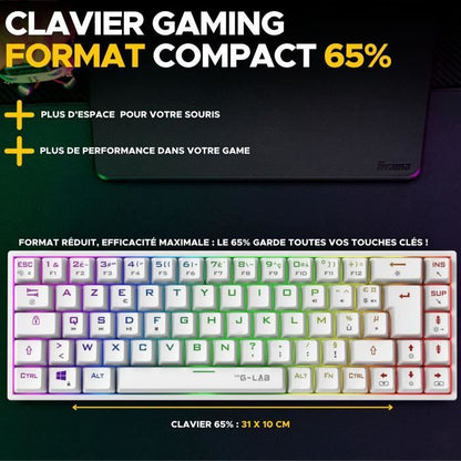 Gaming Keyboard - The G-Lab - KEYZ TITAN - Mechanical (Red Switch) - Wired - RGB - White