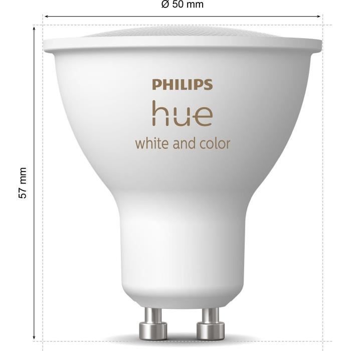 PHILIPS brand connected LED bulbs, offering adjustable brightness and a wide range of colors.