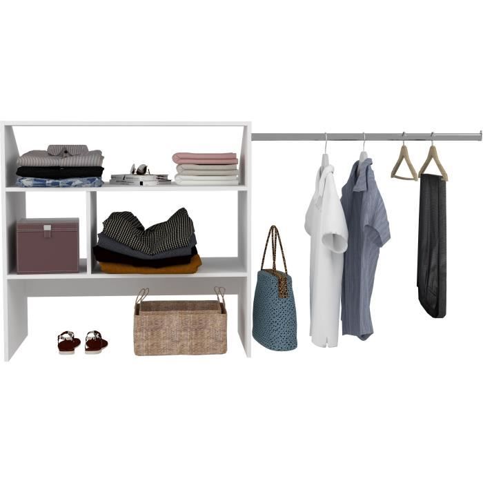 ARTIC EKIPA attic dressing kit - White melamine decor - 1 wardrobe - L197 x D50 x H94 cm