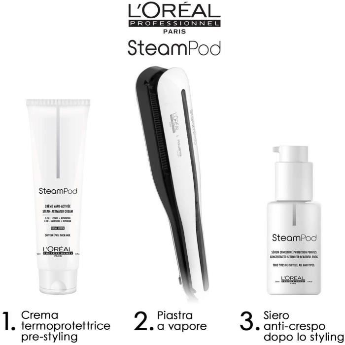Professional Steam Straightener - Bellissima - Steam Elixir - Ceramic Plate + Argan Oil + Protective Case - 4 Temperatures