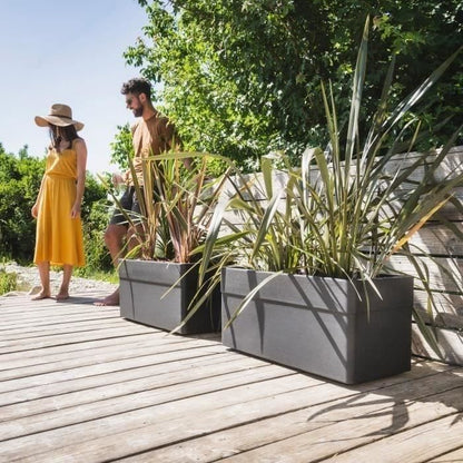 Planter - CAREL - Anthracite grey - 63 L - 78 x 39 x H.39 cm - EDA - With casters - Outdoor or indoor