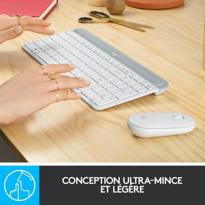 LOGITECH - MK470 Wireless Keyboard + Mouse Set - AZERTY - White