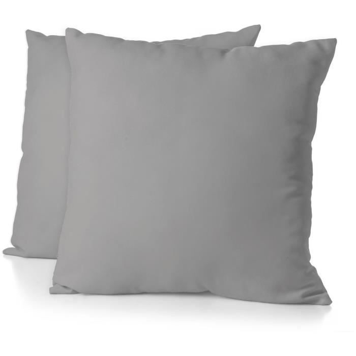 Set of 2 pillowcases - HOME LINGE PASSION - 63 x 63 cm - Light gray
