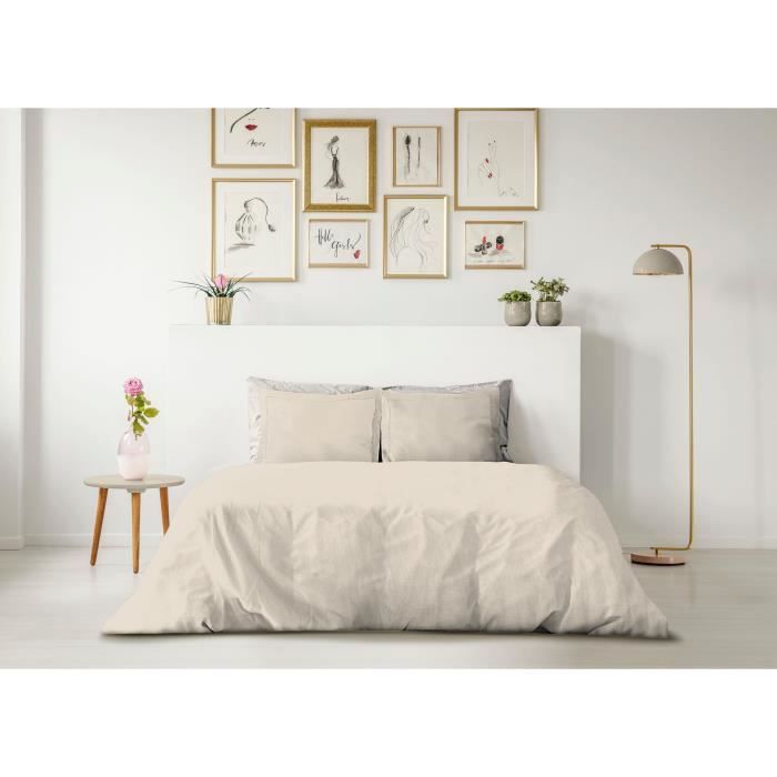 LOVELY HOME DUVET SET - 220x240 cm - 100% COTTON - CREAM BEIGE