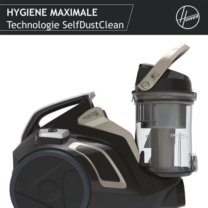 Bagless Cylinder Vacuum Cleaner - HOOVER - HP720PET - 850 W - 68 dBA - 2 L Cassette - Special parquet and animals