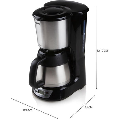 Filter coffee maker - DOMO - DO709K - 1000 W - 1 L - 8 cups - LCD screen - 24 h timer - Stainless steel