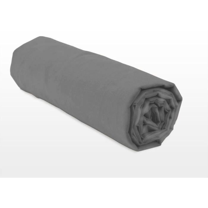 Fitted sheet - HOME LINGE PASSION - HP71774 - 180 x 200 cm + 30 cm bonnet - Microfiber - 82 g - Anthracite gray