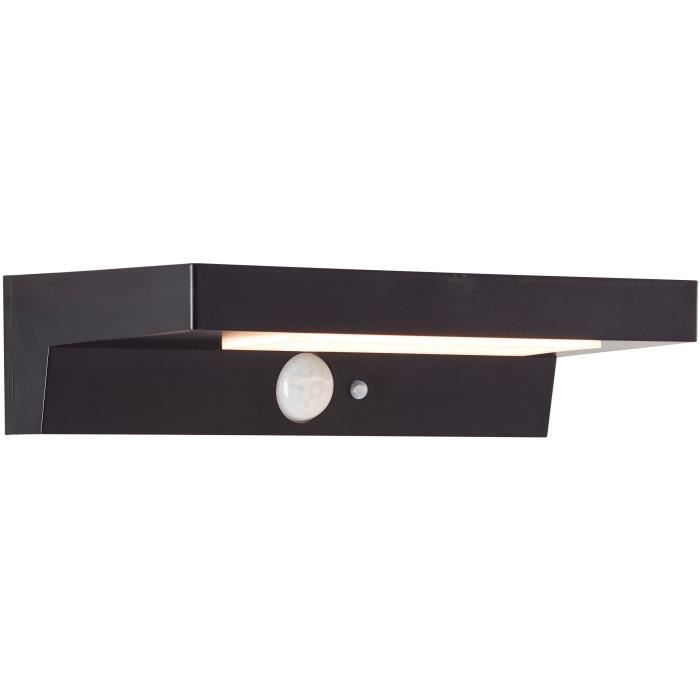 Outdoor wall light - BRILLIANT - BARKER - LED and solar - Motion detector - Plastic - 4 W - Black