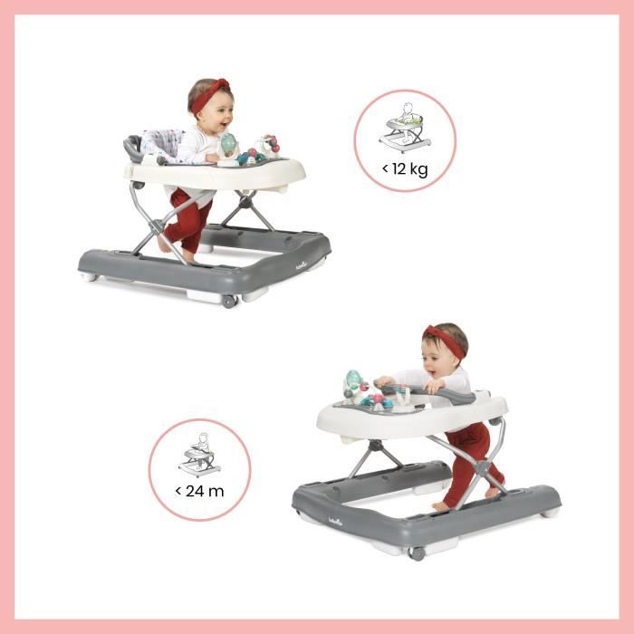 BABYMOOV Baby Walker-Pusher - Scalable - Compact folding - Musical, Zinc